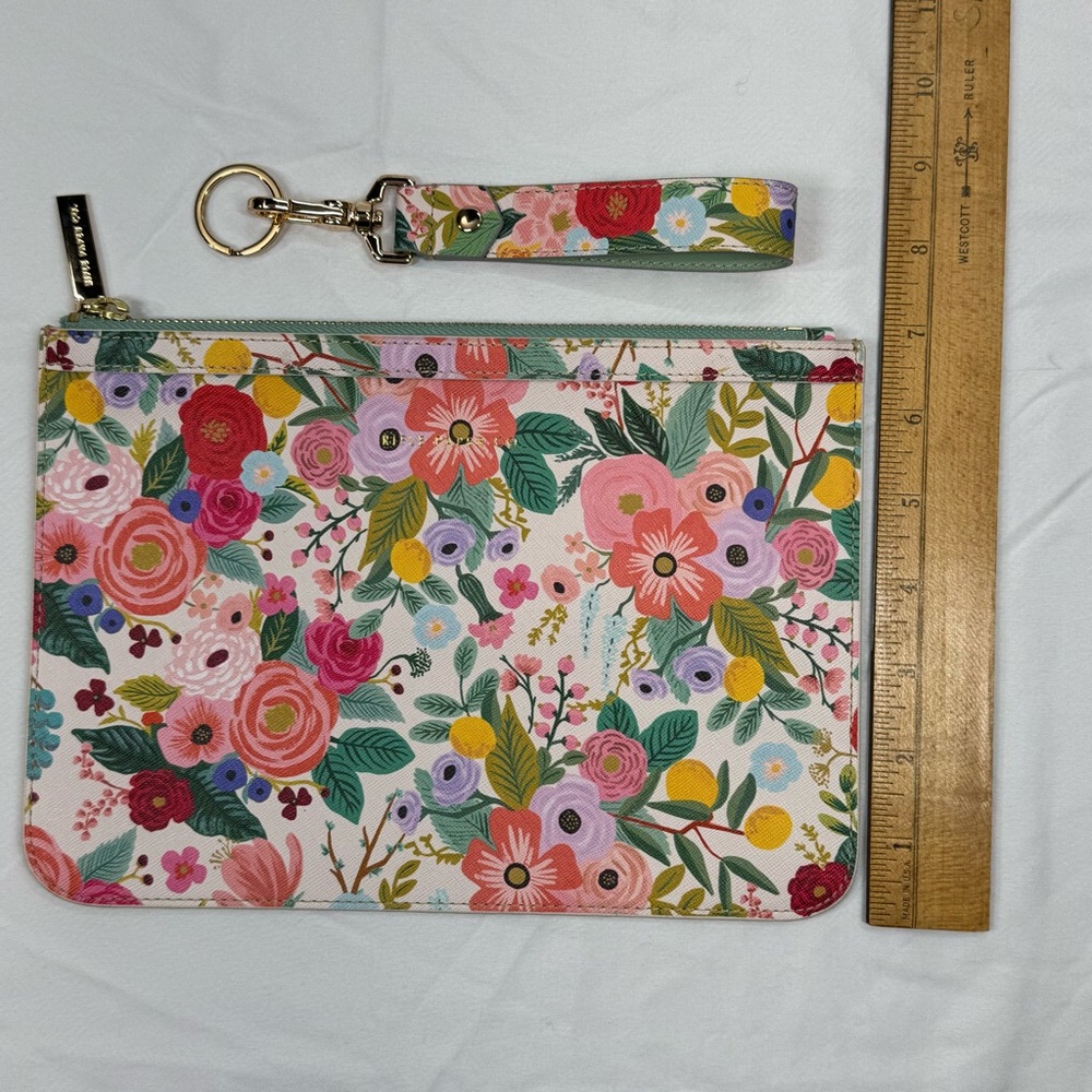 Rifle Paper Co. Zipper Clutch Pouch And Keychain Wristlet Garden Party Floral - Picture 10 of 12